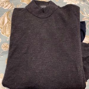 Toscano Sweater Mens Pullover Gray Solid Mock Neck Long Sleeve- 2x